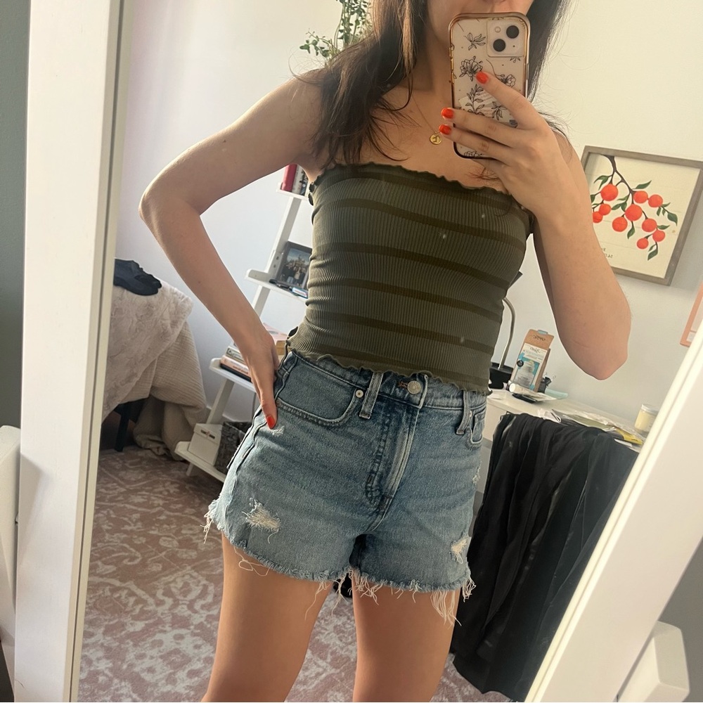 Free People Green Strapless Top